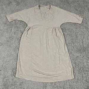 Toast Dress Womens Small Beige Cotton Minimalist Pockets 3/4 Sleeves